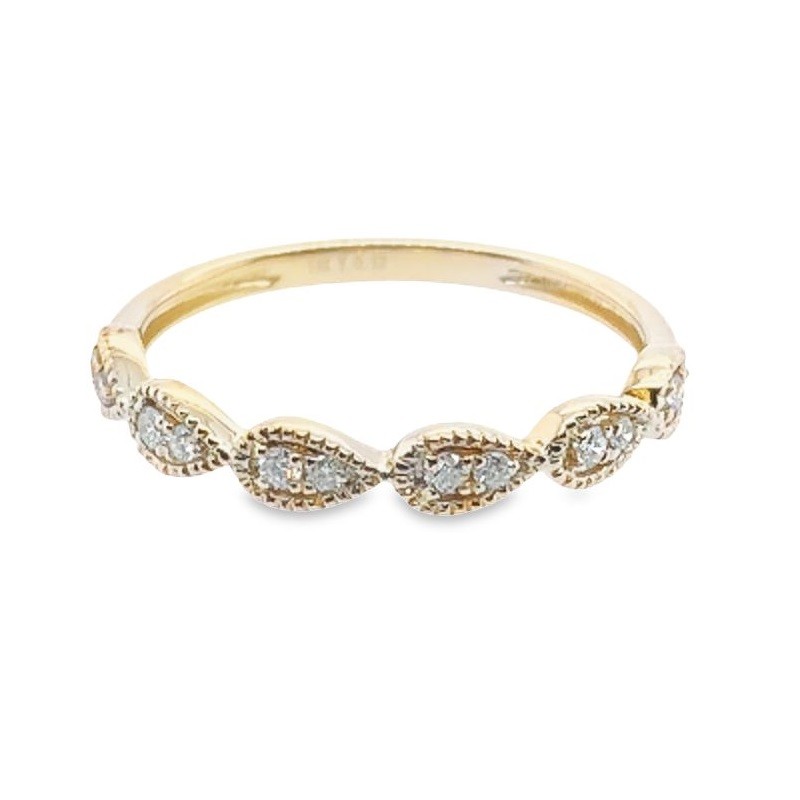 14K Yellow Gold Pear Station Stackable Ring