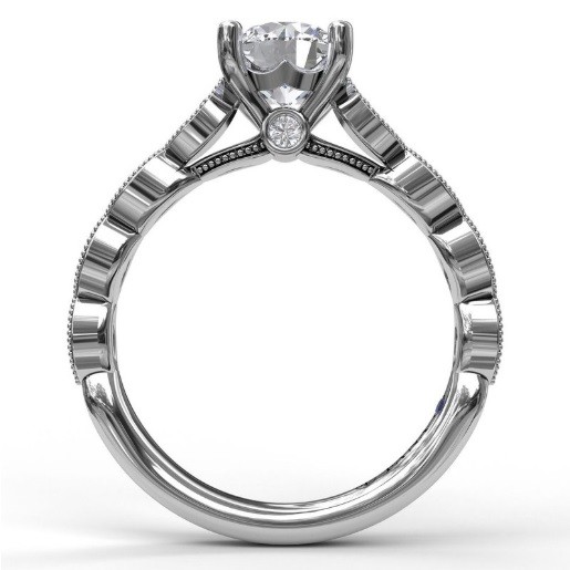 Fana Vintage Marquise Shaped Milgrain Engagement Ring