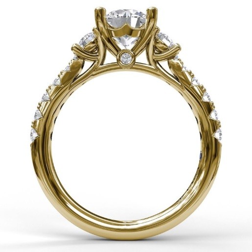 Fana Three Stone with Pavé Engagement Ring