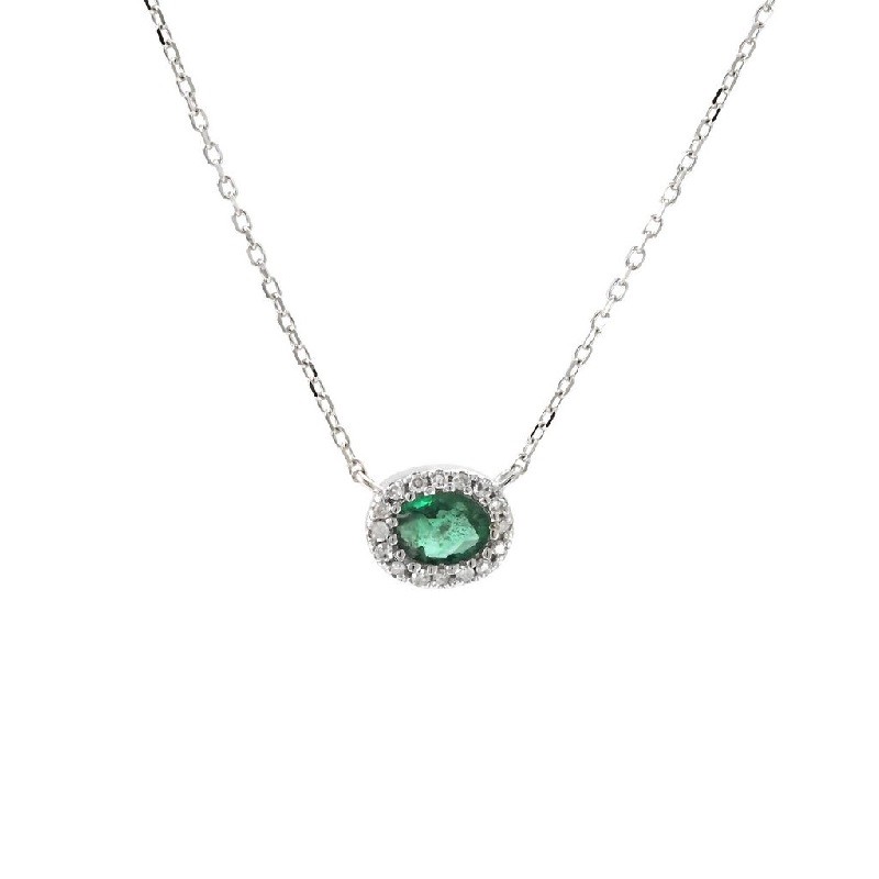 E2W Oval Emerald and Diamond Necklace