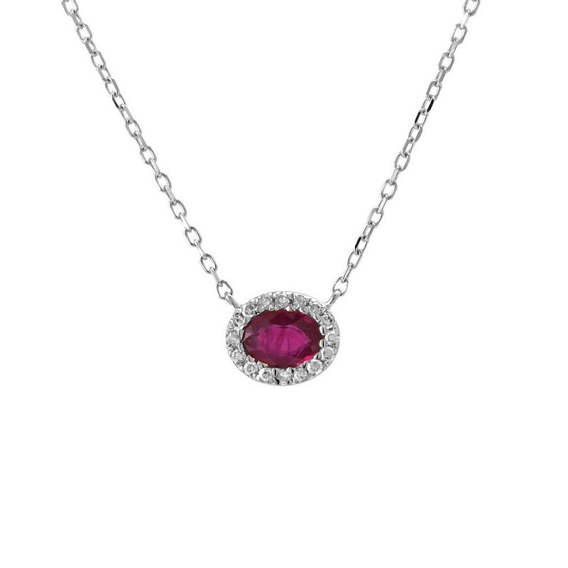 E2W Oval Ruby and Diamond Necklace