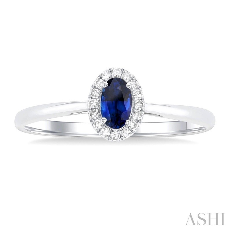 Ashi Oval Sapphire and Diamond Halo Ring