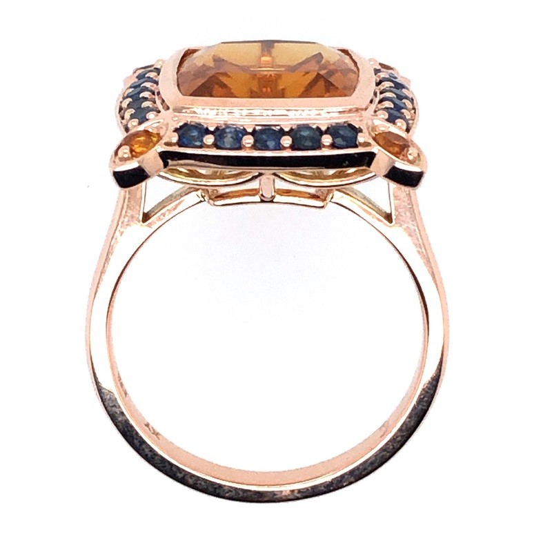 Rose Gold Citrine and Sapphire Spirit Ring