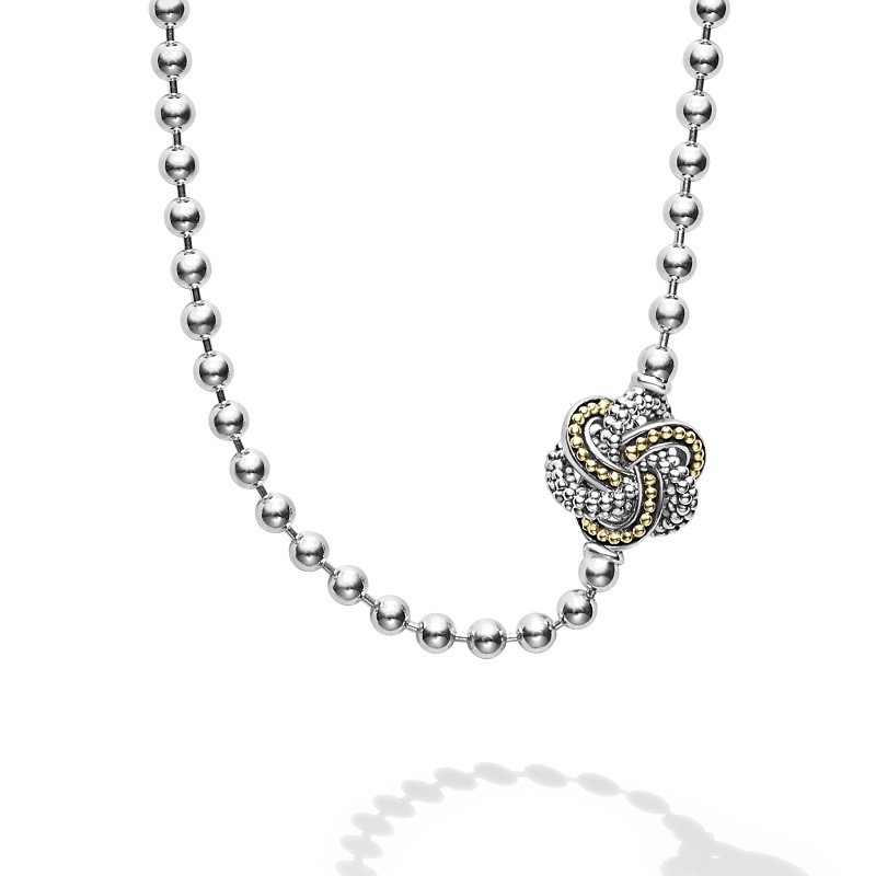 Lagos Five Station Two Tone Love Knot Necklace