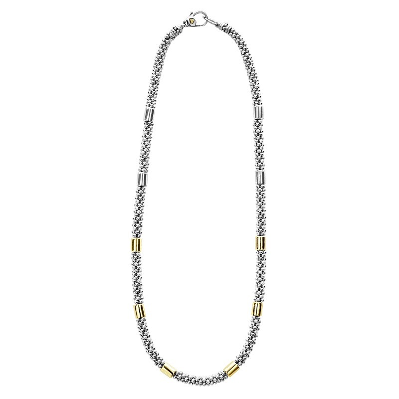 Lagos 5mm Gold Station Caviar Necklace