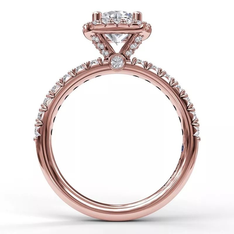 Fana Classic Diamond Halo Engagement Ring in Rose Gold