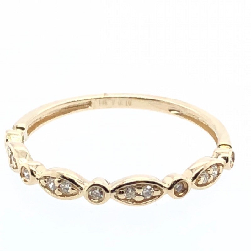 14K Yellow Gold Marquise Station Stackable Ring