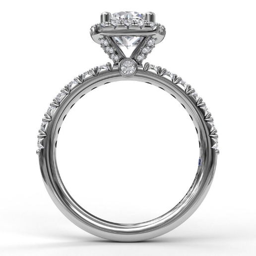 Fana Classic Diamond Halo Engagement Ring with Gorgeous Side Profile