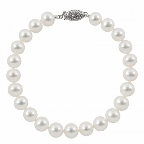 6x7mm Fresh Water Pearl Bracelet in 14K White Gold