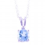 14W Round Aquamarine March Birthstone Pendant