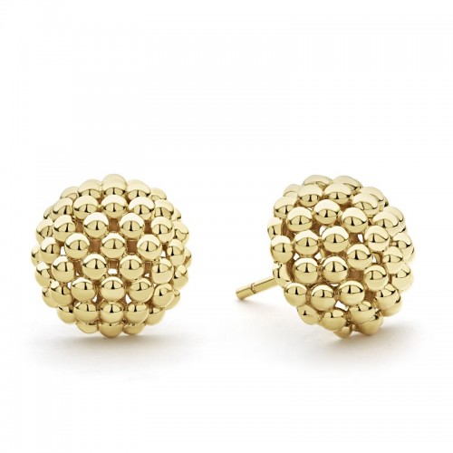 Lagos Large Gold Beaded Stud Earrings
