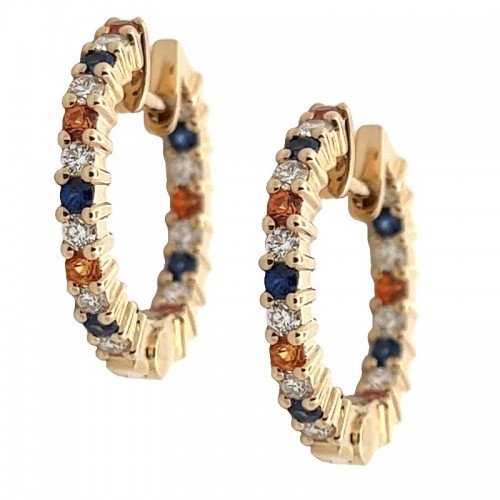 Sapphire and Diamond Spirit In and Out Hoops