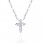 10K White Gold Small Diamond Cross