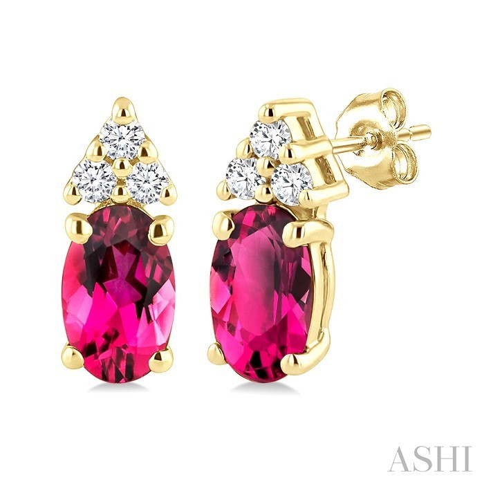 Ashi Oval Pink Tourmaline and Diamond Earrings