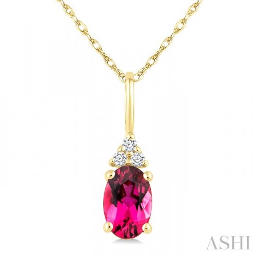 Ashi Oval Pink Tourmaline and Diamond Necklace