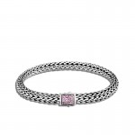 John Hardy Classic Chain 6.5mm Reversible Bracelet with Pink Tourmaline