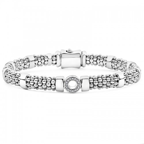 Lagos Small Single Station Diamond Circle Caviar Bracelet