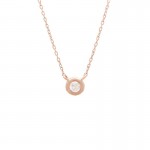 Large Diamond Bezel Necklace in Rose Gold