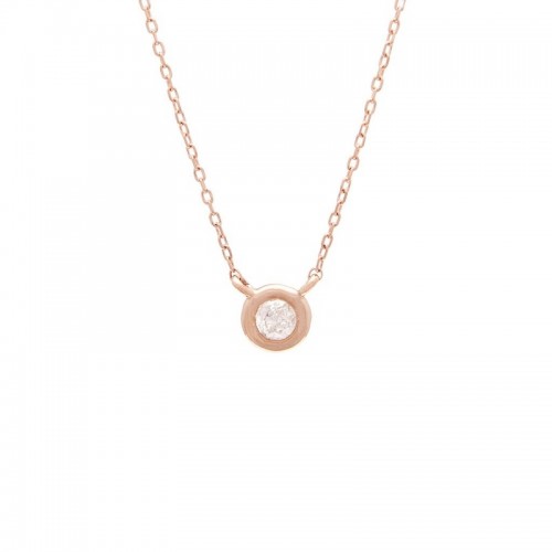 Large Diamond Bezel Necklace in Rose Gold