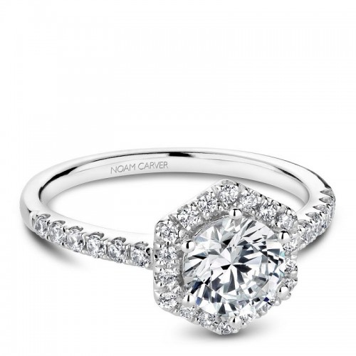 Engagement Ring With Hexagonal Halo