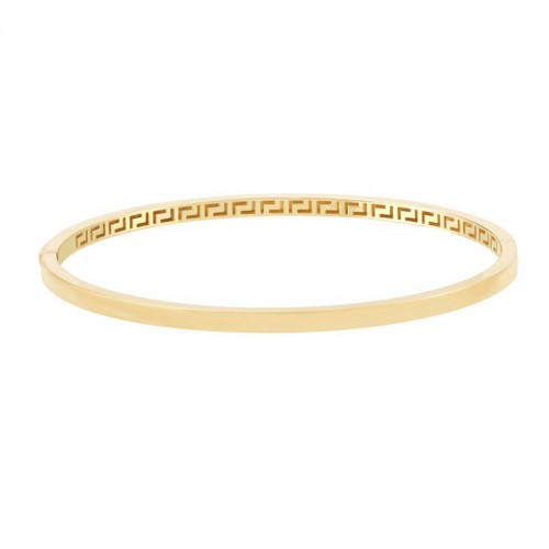14KY Square Bangle with Greek Inside