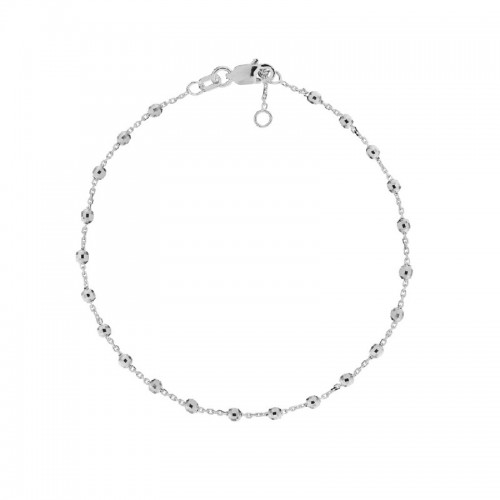 14K White Gold Beaded Bracelet