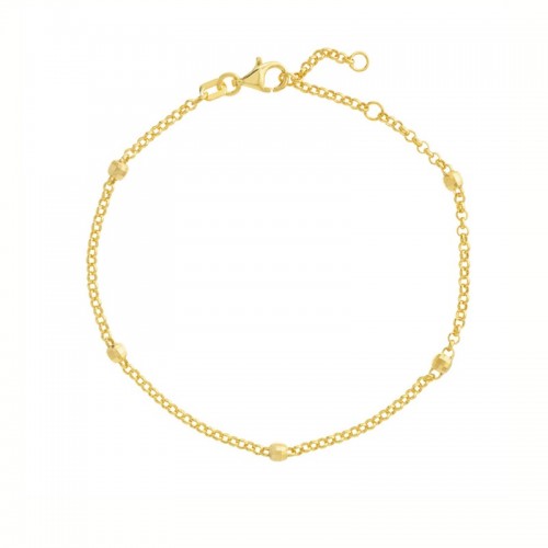 14K Yellow Gold Bead Station Bracelet