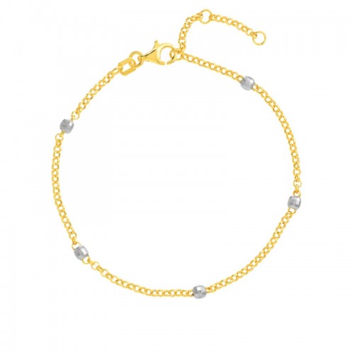 Two-Tone Disco Bead Rolo Chain Bracelet