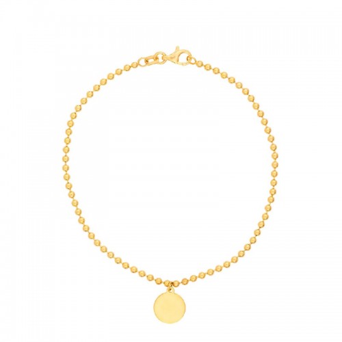 14K Yellow Gold Bracelet with Dangle Disc