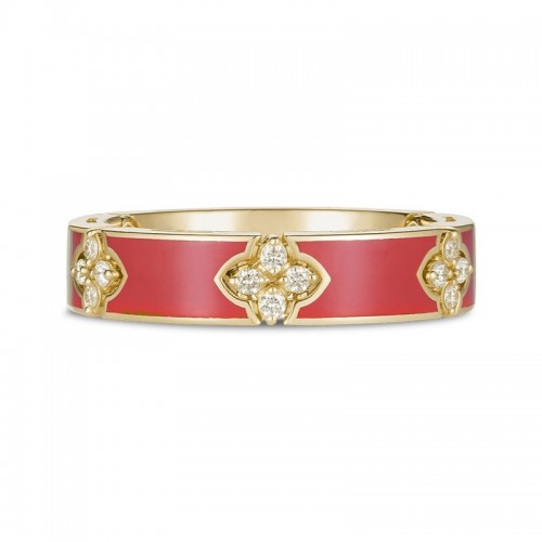 Roberto Coin 18K Love in Verona Diamond and Coral Enamel Ring