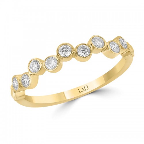 Bezel-set Bubble Diamond Band in 14K Yellow Gold