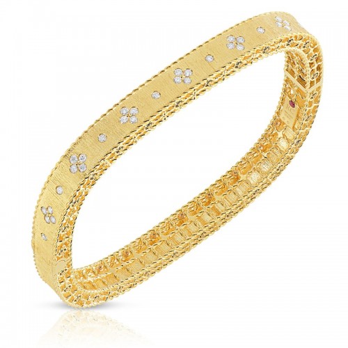 Roberto Coin Princess Satin  Fleur de Lis Diamonds Slim Bangle