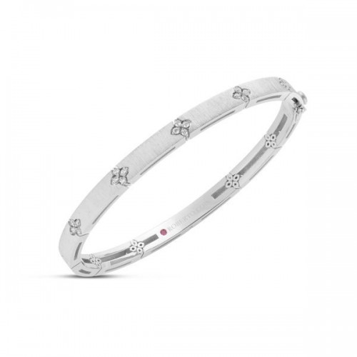 Roberto Coin 18K Love in Verona Diamond Accent and Satin Finish Bangle