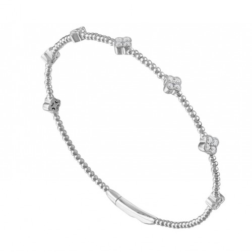 Flexible Clover Bangle in 14K White Gold