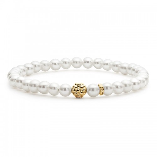 Lagos Pearl Gold Station Bead Bracelet