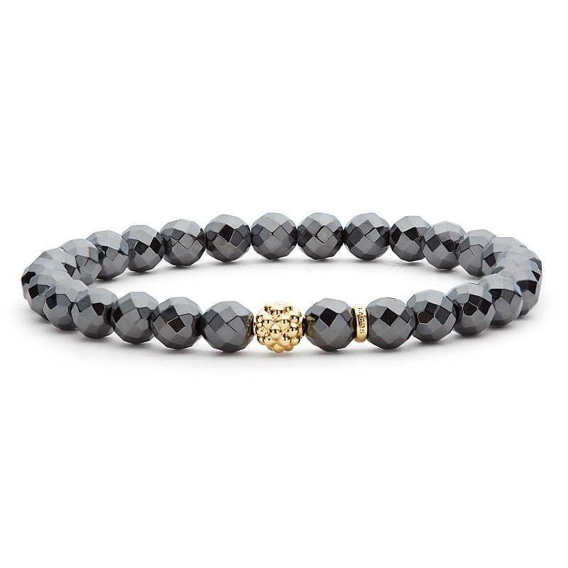 Lagos Hematite Gold Station Bead Bracelet