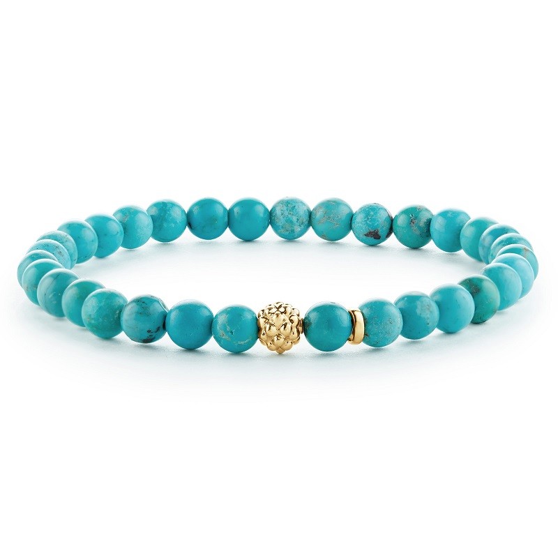 Lagos Turquoise Gold Station Bead Bracelet