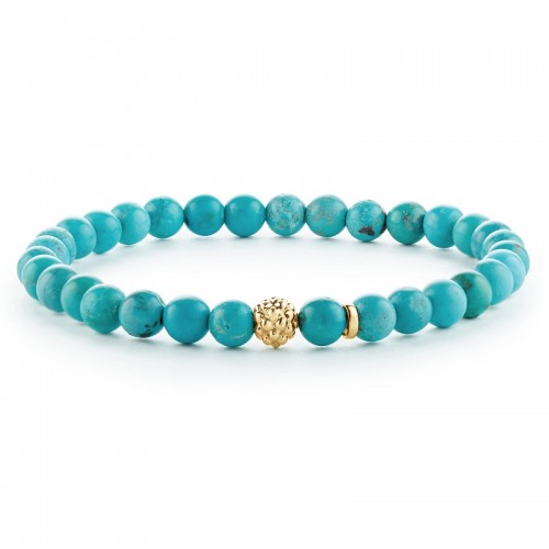 Lagos Turquoise Gold Station Bead Bracelet