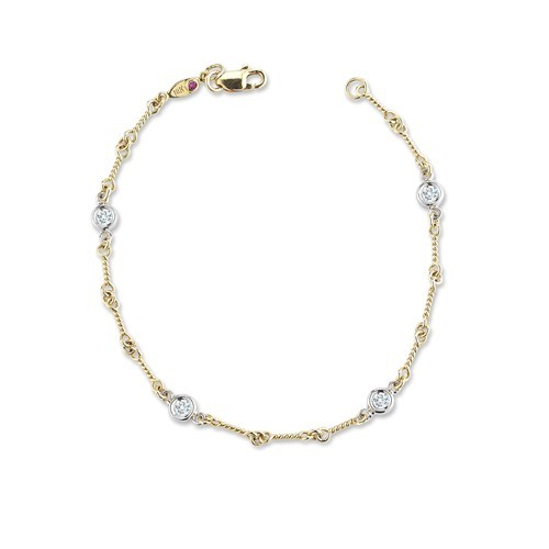 Roberto Coin 18K Dogbone Chain Bracelet with Diamond Stations