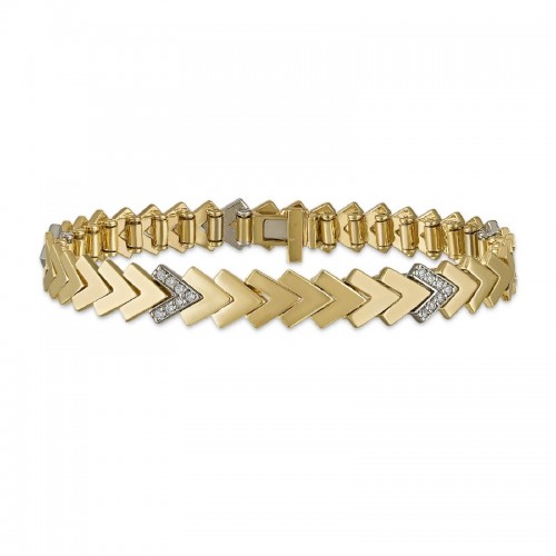 Complete Chevron Bracelet with 5 Diamond Stations