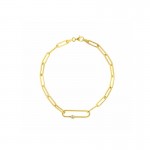 14K YELLOW GOLD  PAPER CLIP BRACELET WITH DIAMOND