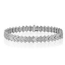 Chevron Bracelet with 10 Diamond Stations