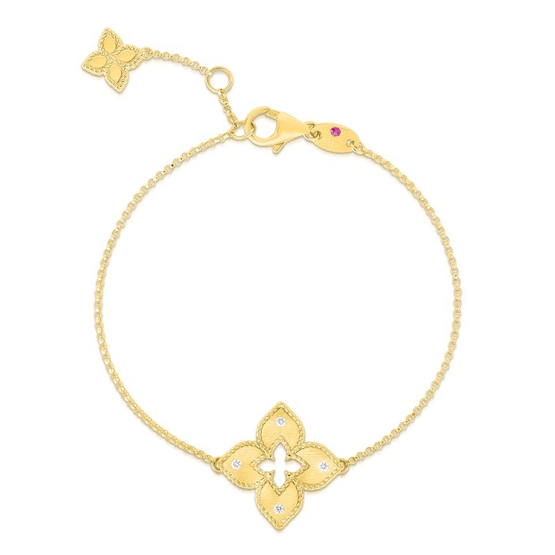 Roberto Coin 18K Medium Venetian Princess Diamond Satin Flower Bracelet