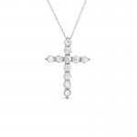 14K White Gold Diamond Cross
