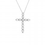 14K White Gold 0.10ct Diamond Cross Necklace