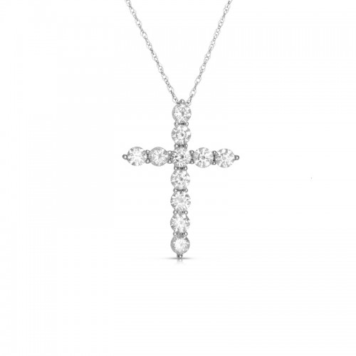 14K White Gold 0.10ct Diamond Cross Necklace