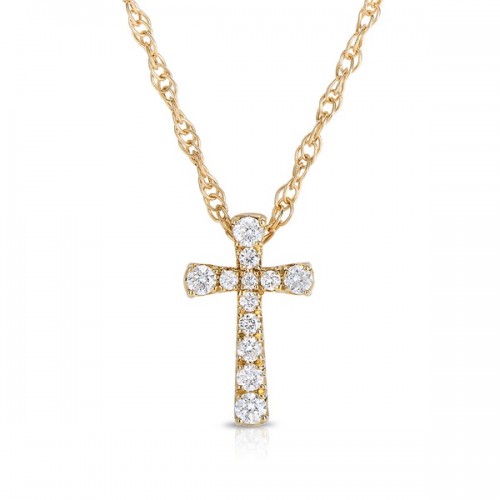 Flared Diamond Cross in 14K Yellow Gold