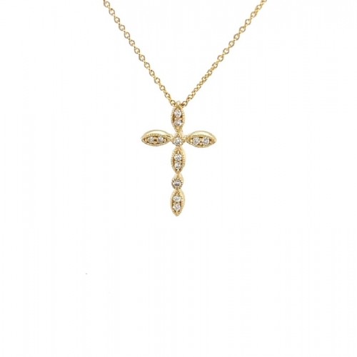 Stylized Diamond Cross in Yellow Gold