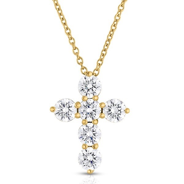 Small Diamond Cross in 14K Yellow Gold