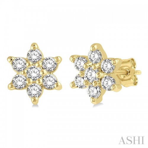 Ashi 1/6 CTW Flower Diamond Earrings